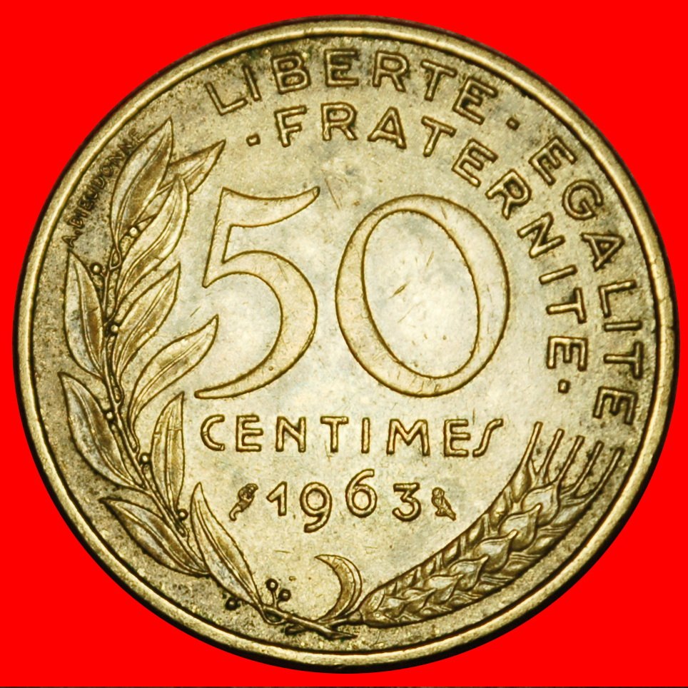  Ⰶ LETZTER TYP 1962-1964: FRANKREICH ★ 50 CENTIME 1963! UNGEWÖHNLICH!★OHNE VORBEHALT!   