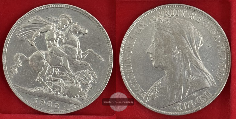  Großbritannien,  1 Krone 1900 Victoria 1838-1901 FM-Frankfurt  Feinsilber: 26,16g   