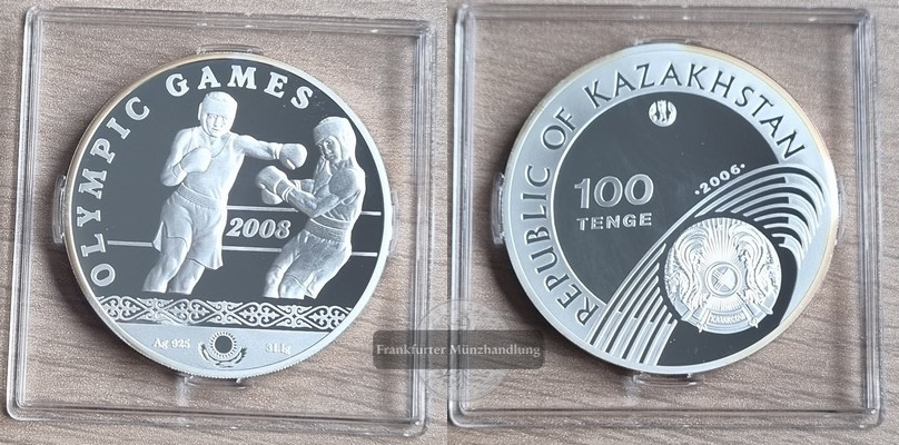  Kasachstan  100 Tenge 2006 XXIX Olympische Sommerspiele 2008 FM-Frankfurt  Feinsilber: 28,77g PP   