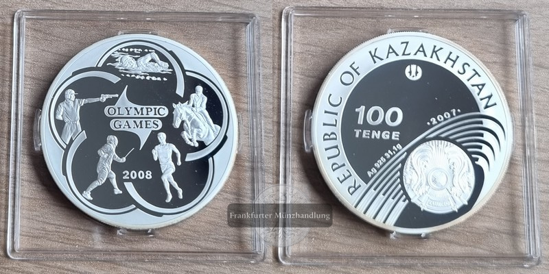  Kasachstan  100 Tenge 2007 XXIX Olympische Sommerspiele 2008 FM-Frankfurt  Feinsilber: 28,77g PP   