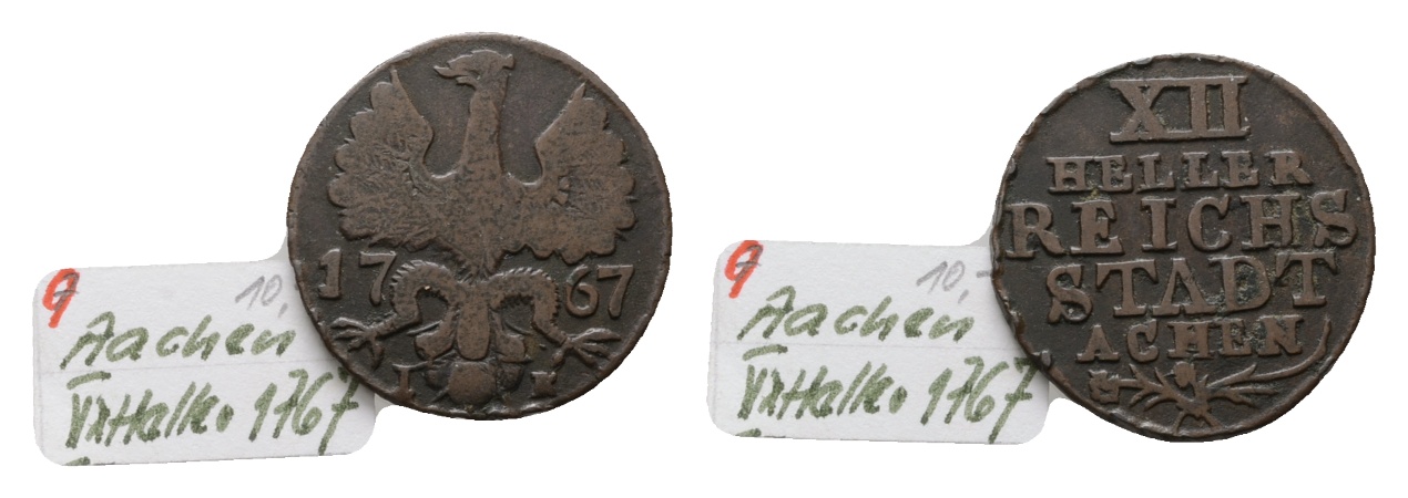  Altdeutschland; Aachen; Kleinmünze 1767   