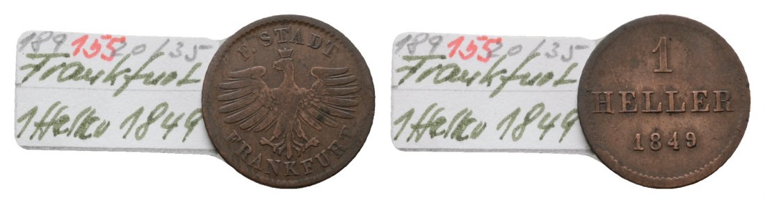  Altdeutschland; Frankfurt; Kleinmünze 1849   