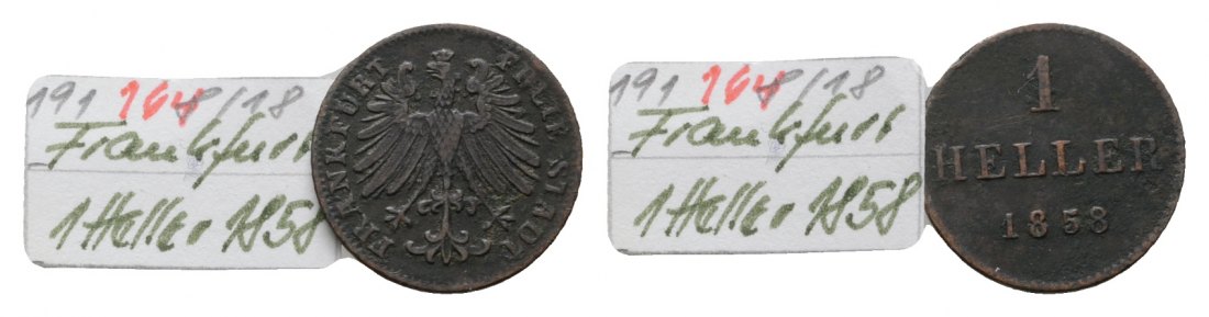  Altdeutschland; Frankfurt; Kleinmünze 1858   