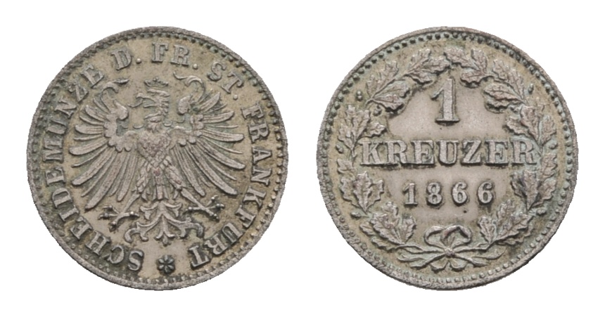  Altdeutschland; Frankfurt; Kleinmünze 1866   