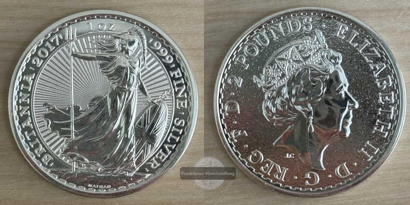  Großbritannien  2 Pounds  2017  Britannia  FM-Frankfurt  Feinsilber: 31g   