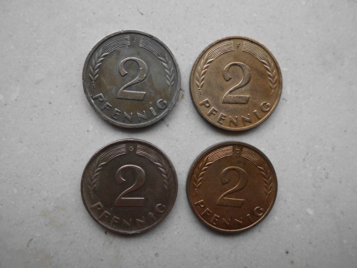  Bundesrepublik Deutschland: 4 x 2 Pfennig (1961)   