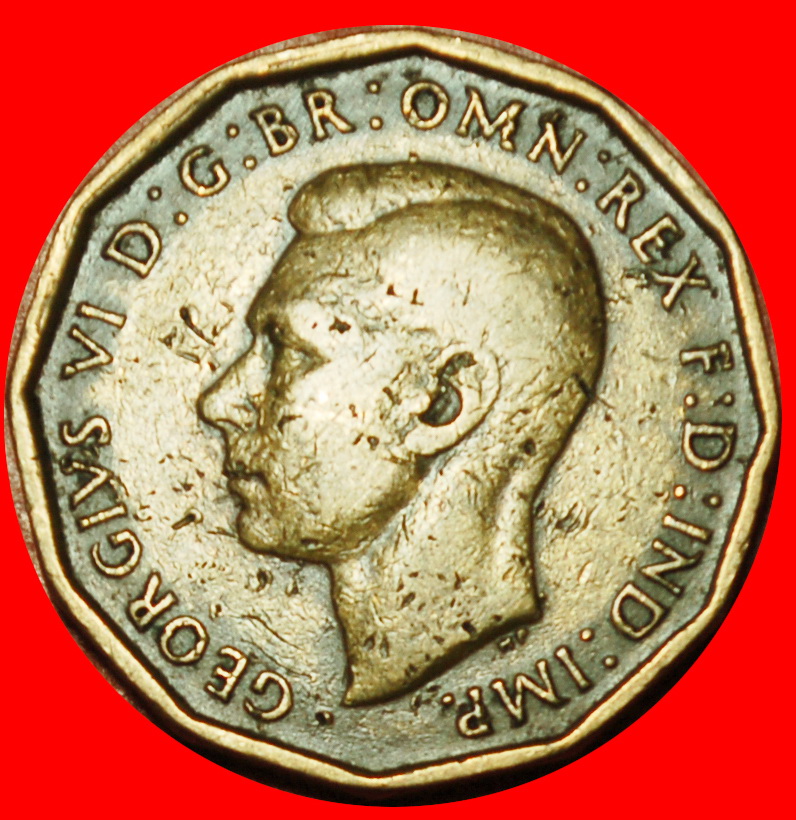  Ⰶ WITH INDIA WARTIME (1939-1945):GREAT BRITAIN★3 PENCE 1940 GEORGE VI (1937-★LOW START ★ NO RESERVE!   