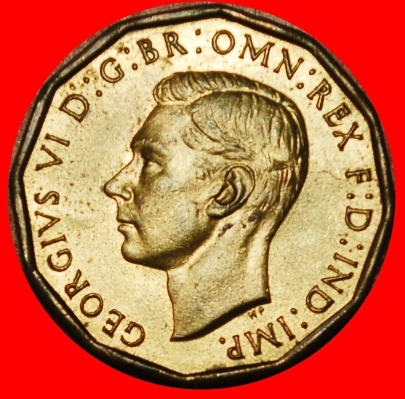  Ⰶ WITH INDIA WARTIME (1939-1945):GREAT BRITAIN★3 PENCE 1944 GEORGE VI (1937-★LOW START ★ NO RESERVE!   