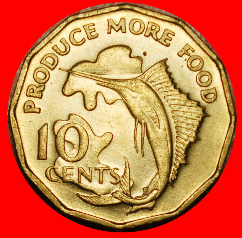  Ⰶ GREAT BRITAIN: SEYCHELLES ★ 10 CENTS 1977 FAO FISH UNC MINT LUSTRE!★LOW START ★ NO RESERVE!   