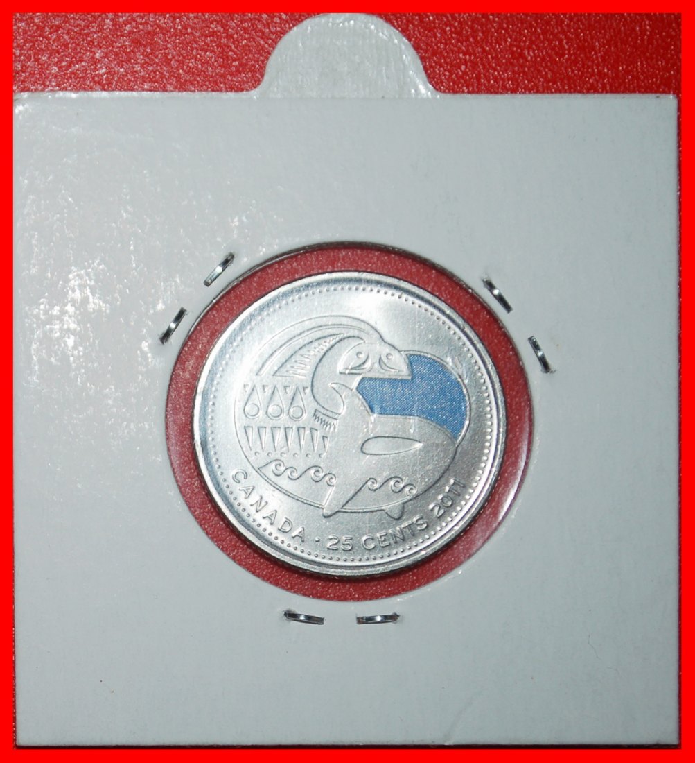  Ⰶ ORCA AND BLUE SUN: CANADA ★ 25 CENTS 2011 UNC! ELIZABETH II (1953-2022)★LOW START ★ NO RESERVE!   