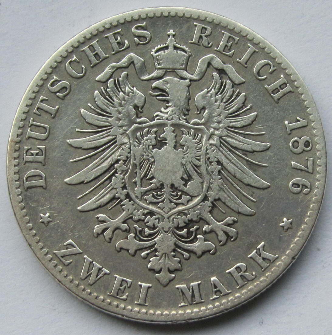  Kaiserreich: Bayern, 2 Mark Ludwig II. (Jaeger 41), 1876   