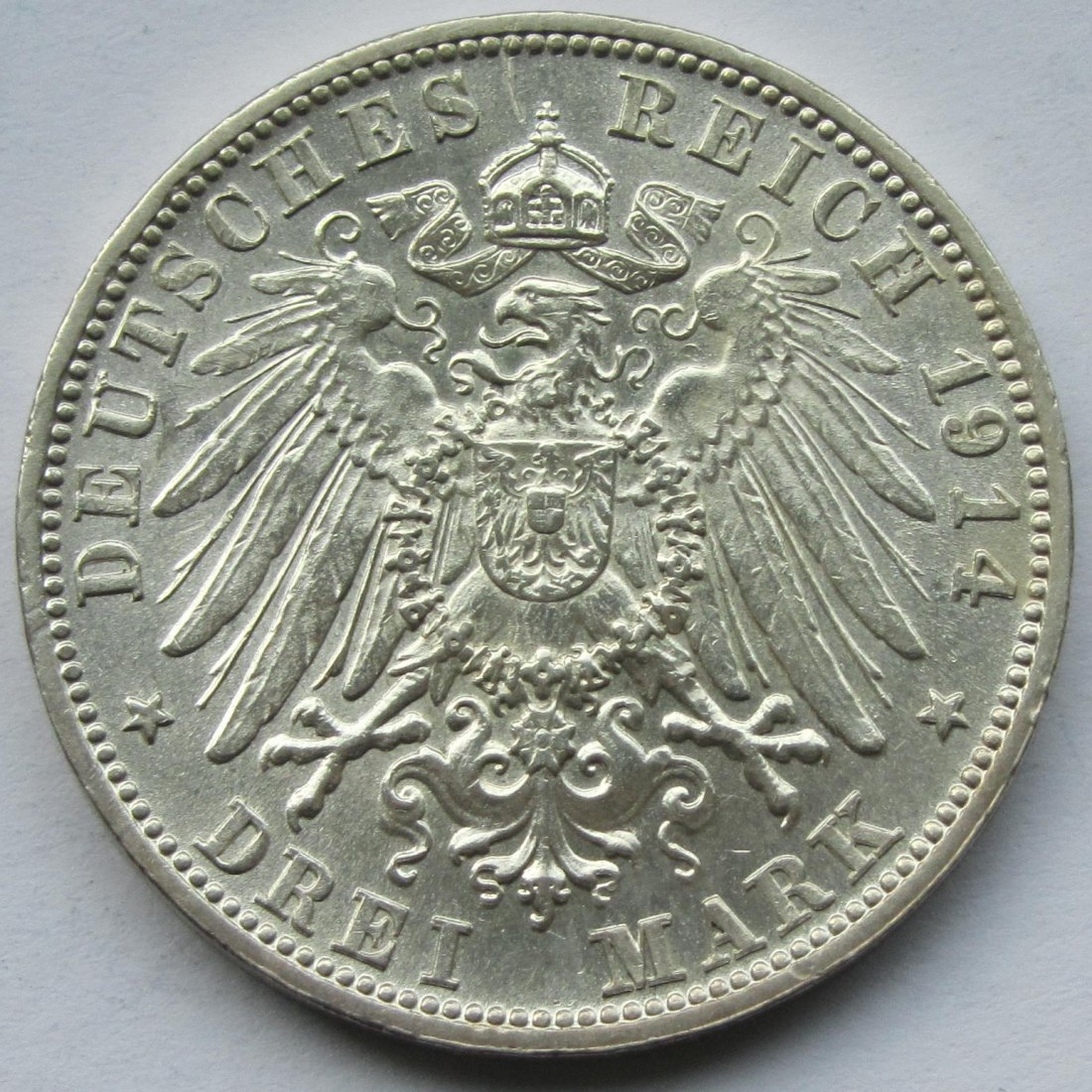  Kaiserreich: Bayern, 3 Mark Ludwig III. (Jaeger 52), 1914   