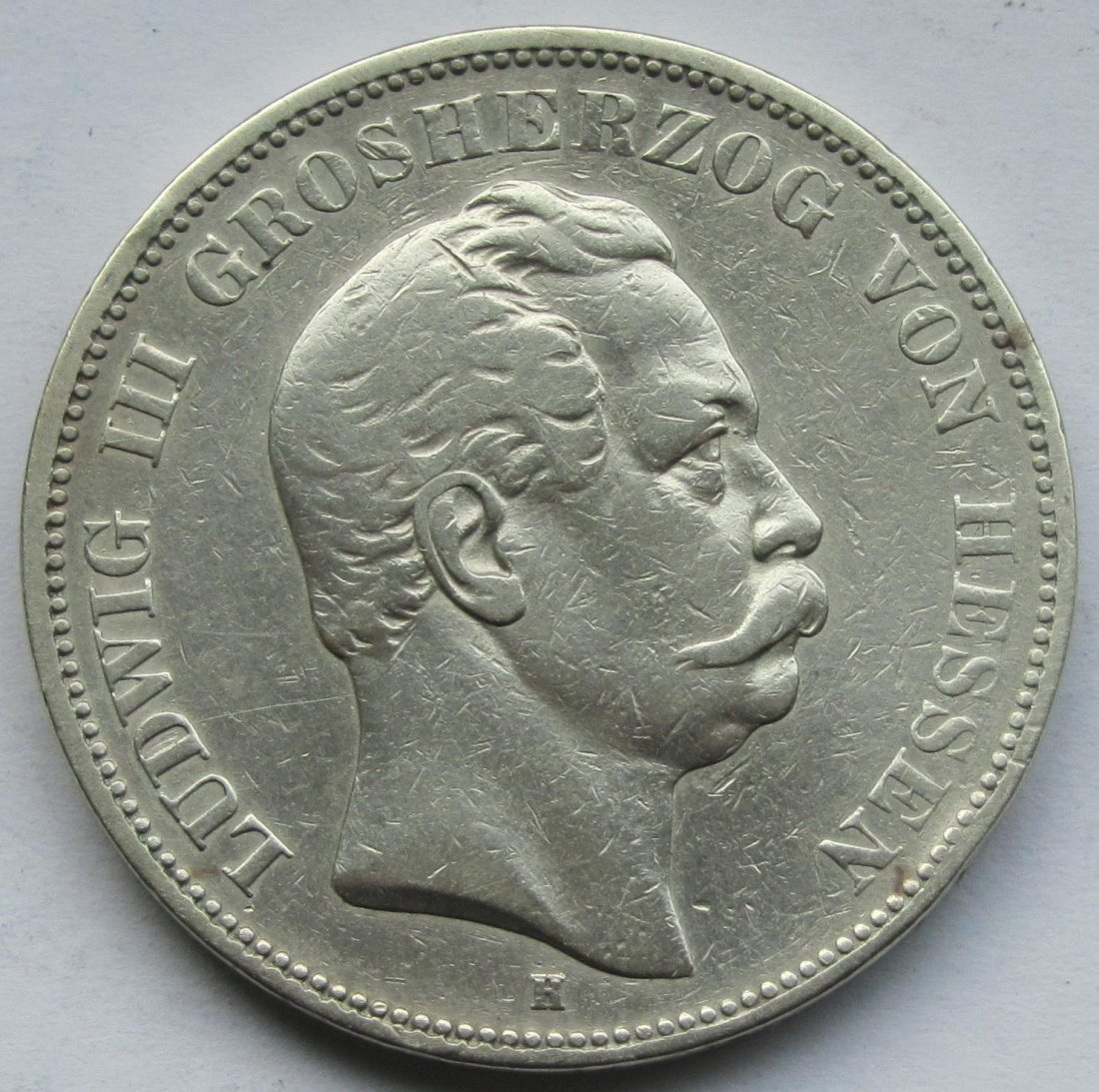  Kaiserreich: Hessen, 5 Mark Ludwig III. (Jaeger 67), 1876   