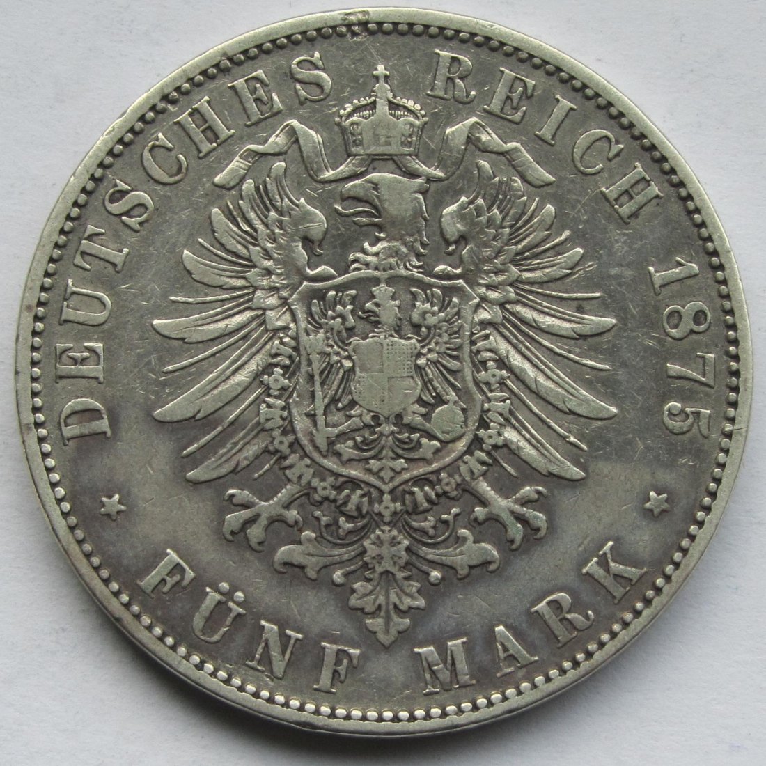  Kaiserreich: Sachsen, 5 Mark Albert (Jaeger 122), 1875   