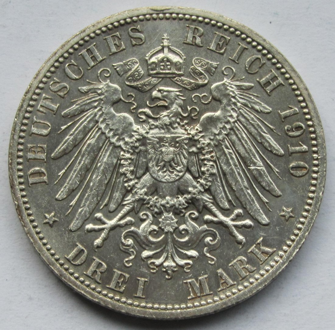  Kaiserreich: Sachsen-Weimar-Eisenach, 3 Mark Hochzeit (Jaeger 162) 1910   