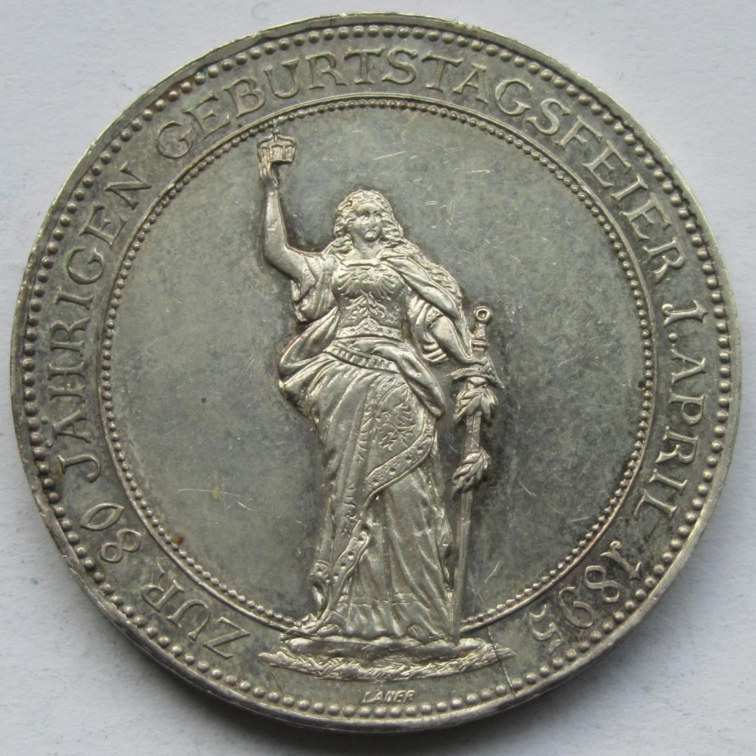  Silbermedaille auf den 80. Geburtstag Bismarcks 1895   