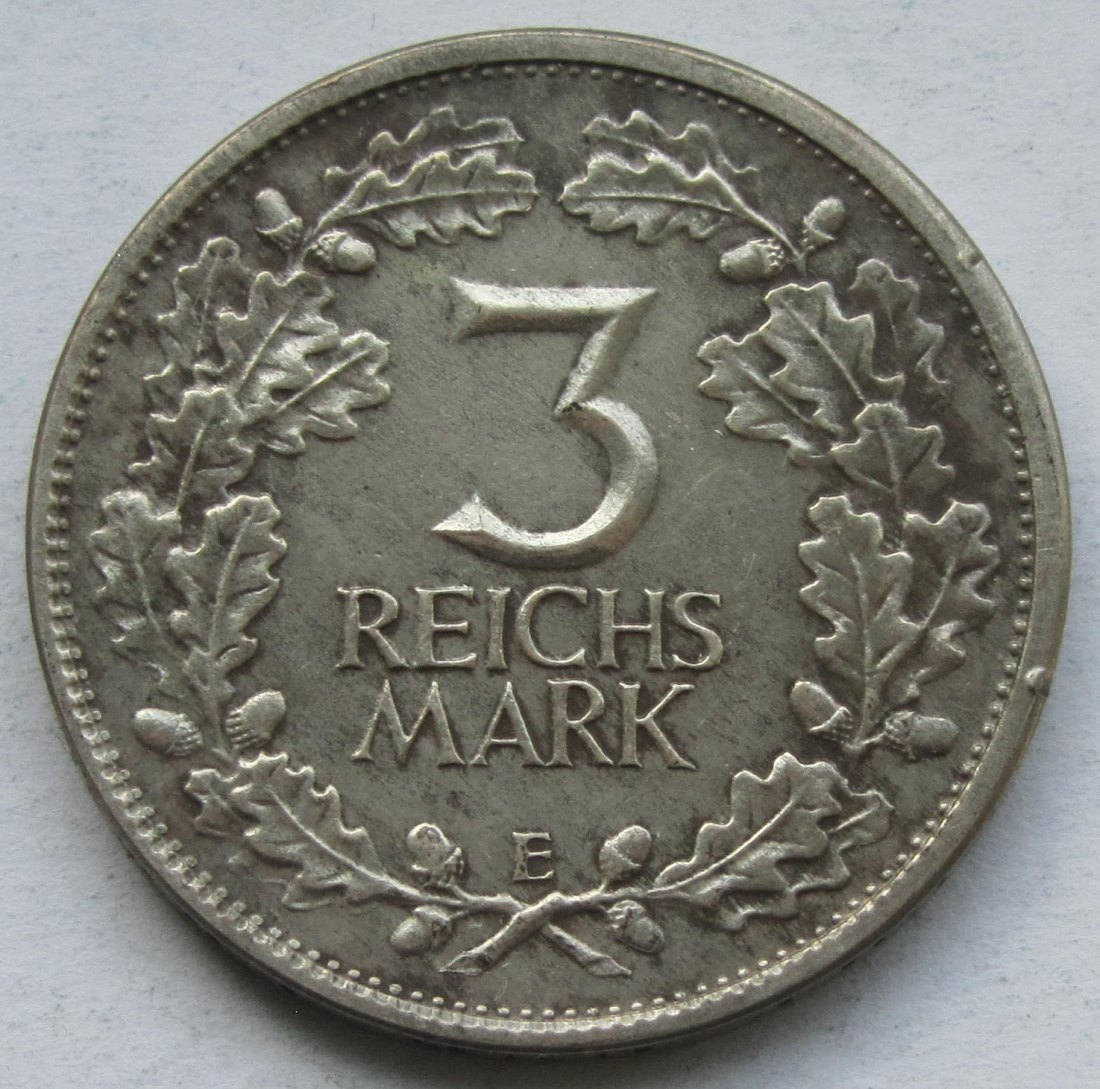  Weimarer Republik: 3 Mark Kursmünze (Jaeger 349), 1931 E   