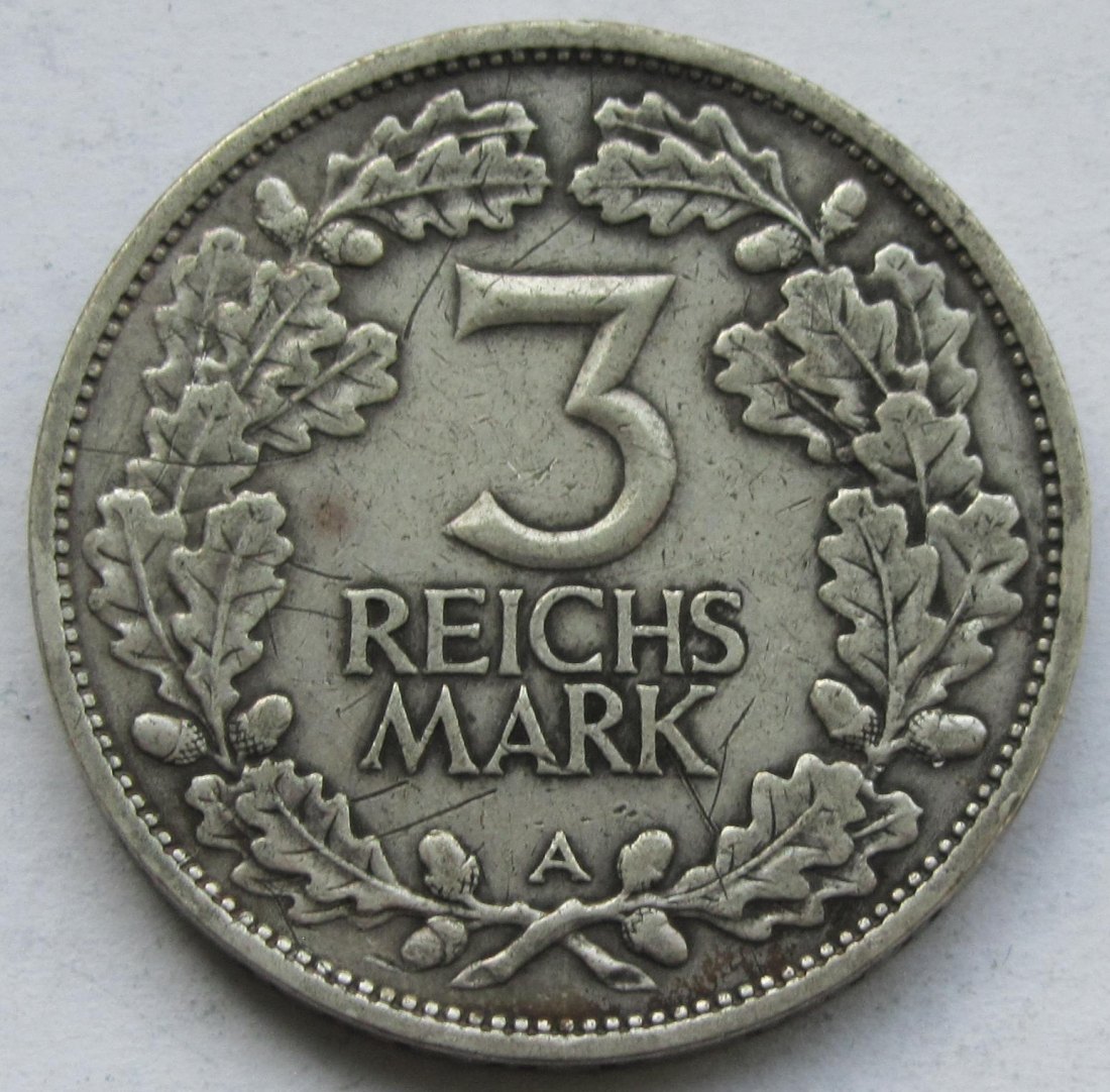  Weimarer Republik: 3 Mark Rheinlande (Jaeger 321), 1925 A   