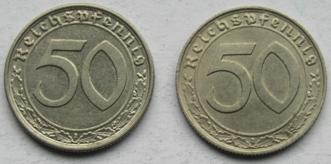  Deutsches Reich: 50 Pfennig 1938 A + G   