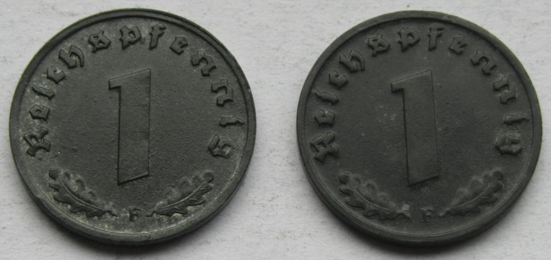  Alliierte Besatzung: 1 Pfennig 1945 F + 1946 F   