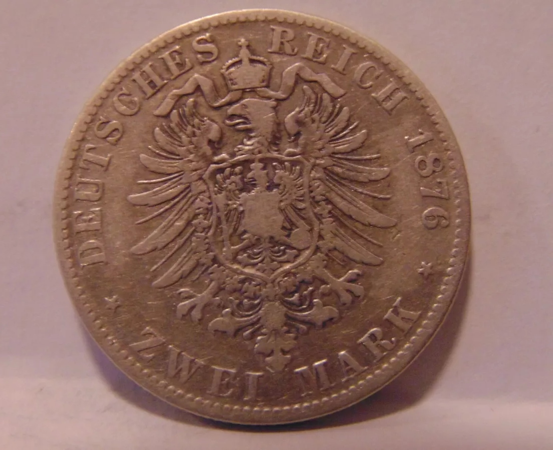  2 MARK SILBER König Ludwig 1876 Jäger 41   