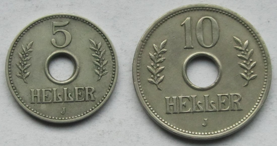  Ostafrika: 5 Heller 1913 + 10 Heller 1909   