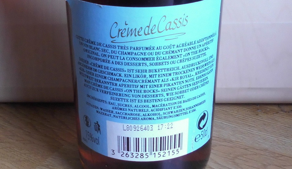  Creme de Cassis schwarzer Johanisberenlikör aus Frankreich 0,5 Liter 15% Alc   