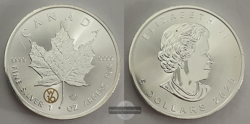  Kanada  5 Dollar 2020  Maple Leaf   FM-Frankfurt    Feinsilber: 31,1g   