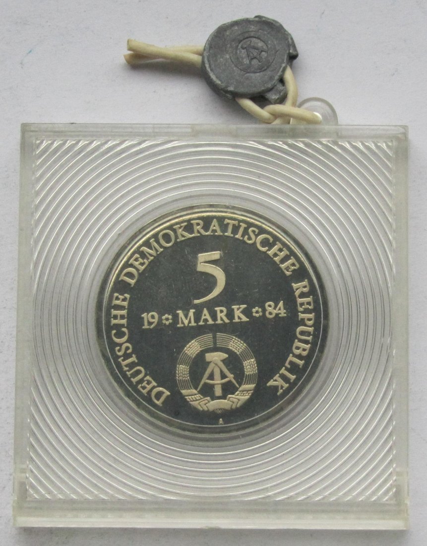  DDR: 5 Mark Lützow 1984, Polierte Platte   