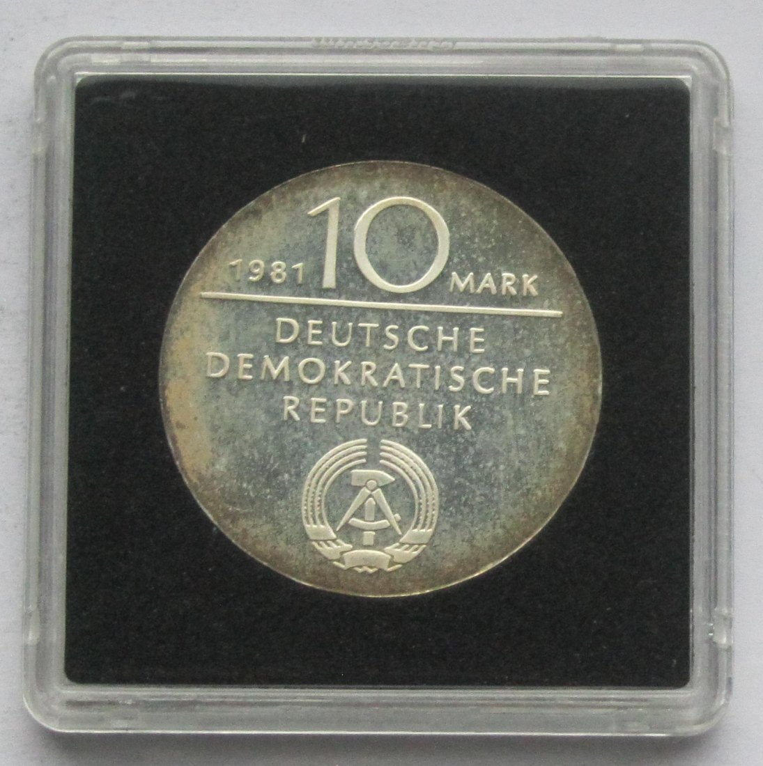  DDR: 10 Mark Hegel 1981, Polierte Platte   