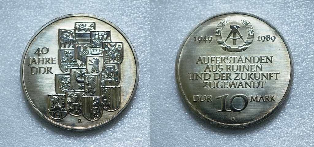  DDR 10 Mark 1989, 40 Jahre DDR   