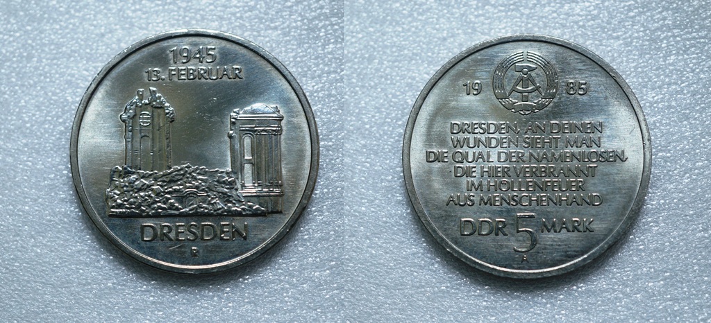  DDR 5 Mark 1985, Dresdener Frauenkirche   