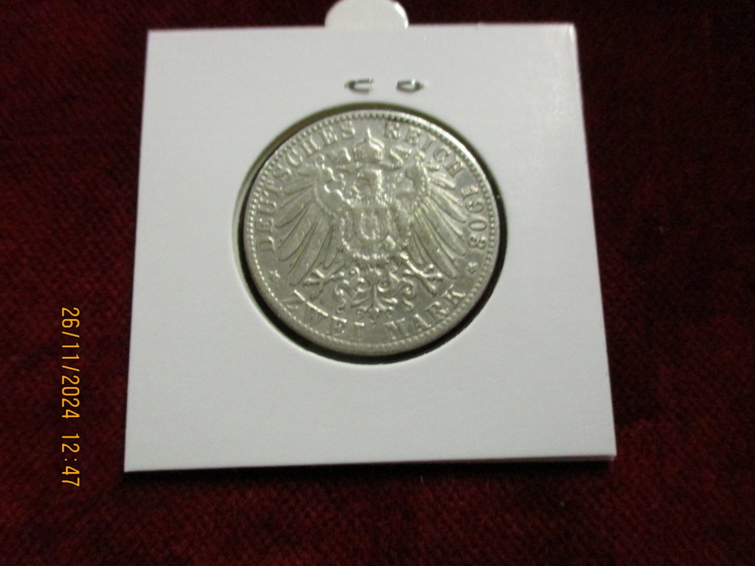  2 Reichs Mark 1903 Otto König von Bayern Silbermünze   