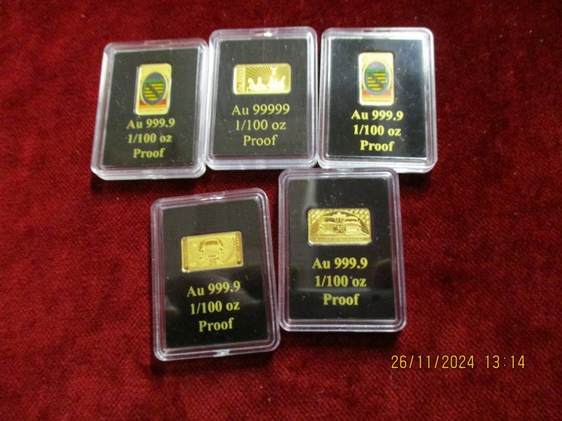  5 Goldbarren 999er Gold 1/100 Oz / M14   