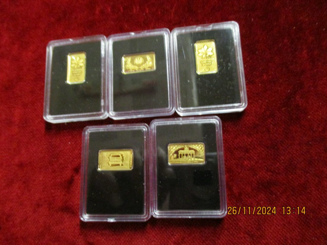  5 Goldbarren 999er Gold 1/100 Oz / M14   