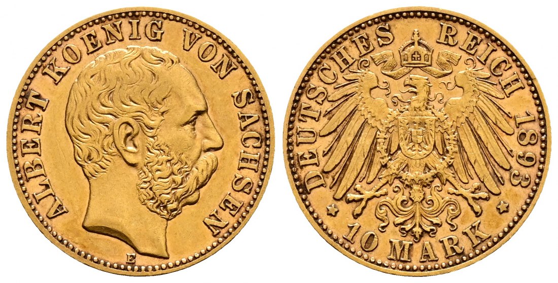 PEUS 2247 Sachsen - Kaiserreich 3,58 g Feingold. Albert (1873 - 1902) 10 Mark GOLD 1893 E Sehr schön