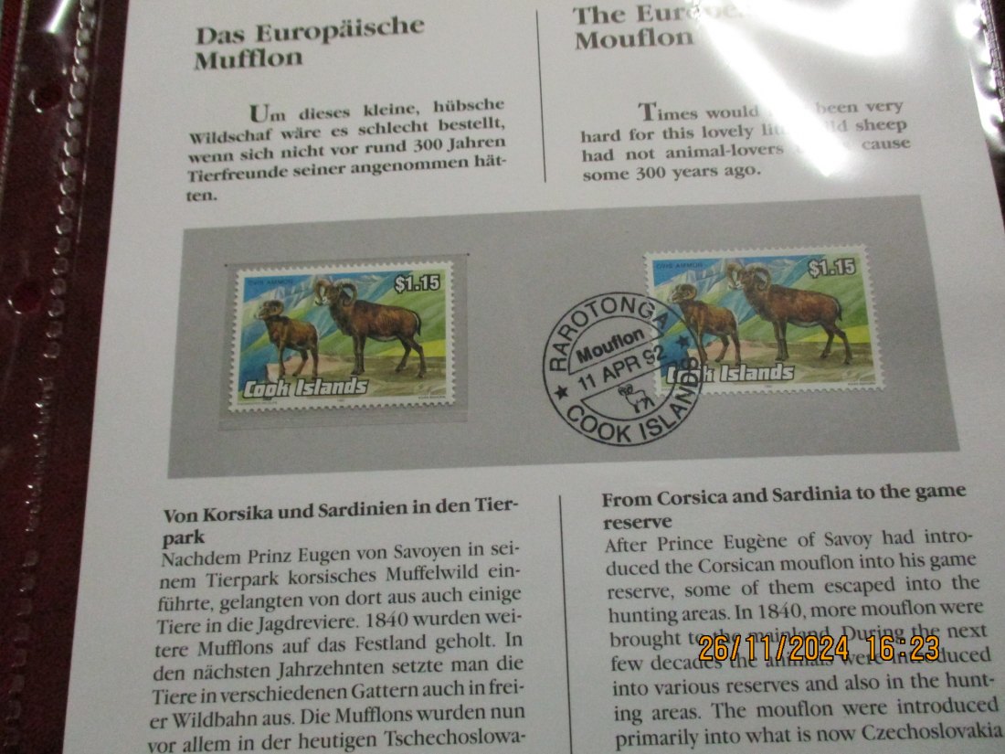  5 Dollars Cook Islands 1990 Numisbrief Mufflon Gefährdete Tierwelt mit Briefmarken   