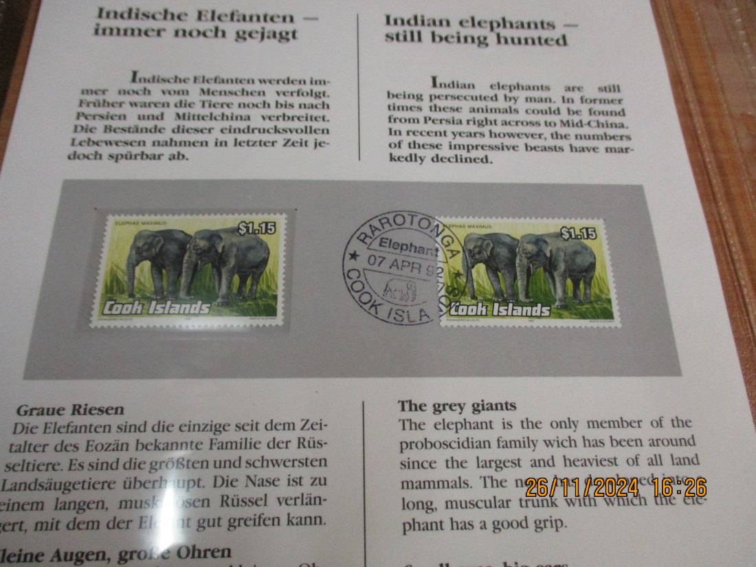  10 Dollars Cook Islands 1990 Numisbrief Elefanten Gefährdete Tierwelt mit Briefmarken   