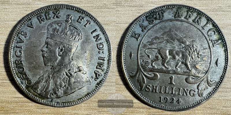  Britisch-Ostafrika 1 Schilling 1924 Georg V. FM-Frankfurt KM#21 Feinsilber: 1,945g   