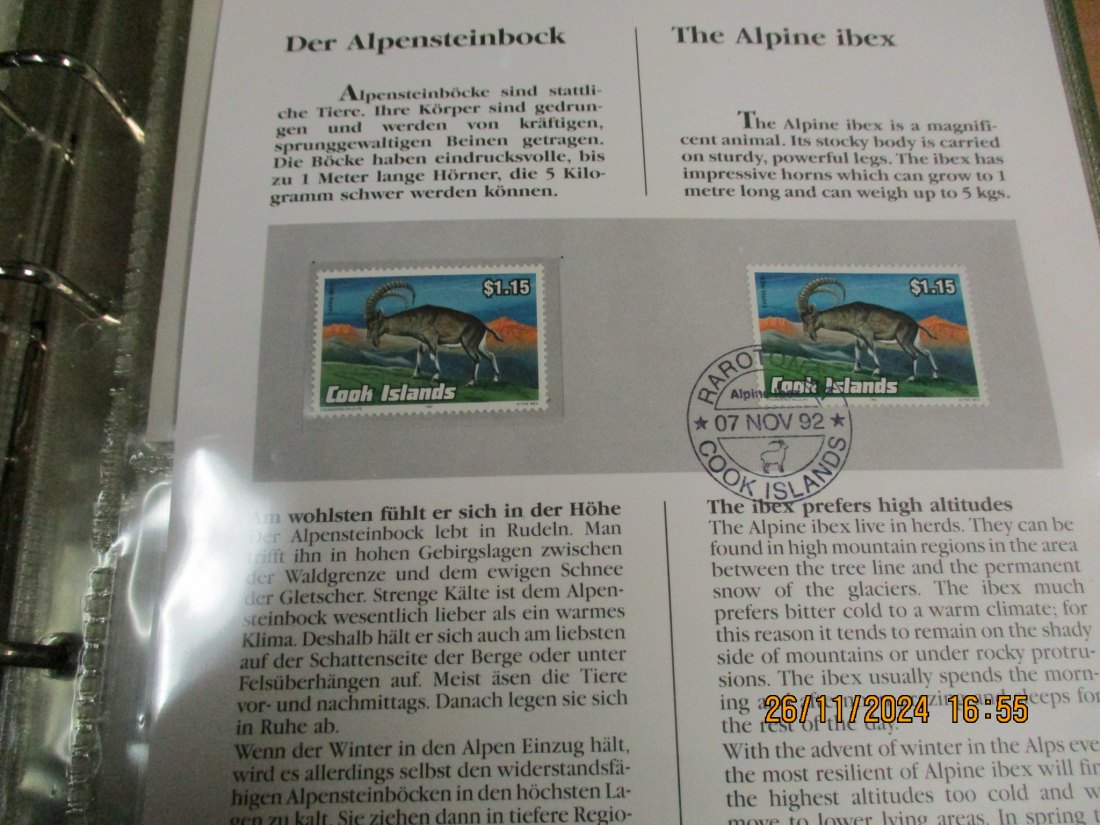  5 Dollars Cook Islands 1991 Numisbrief Alpensteinbock Gefährdete Tierwelt mit Briefmarken   