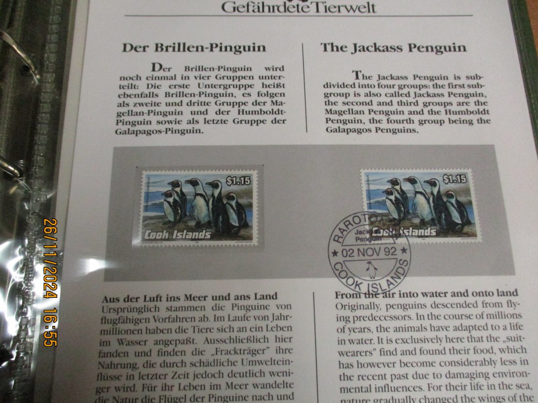  5 Dollars Cook Islands 1991 Numisbrief Brillen Pinguin Gefährdete Tierwelt mit Briefmarken   