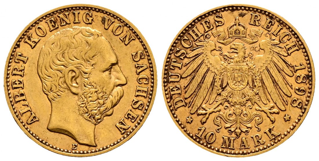 PEUS 2248 Sachsen - Kaiserreich 3,58 g Feingold. Albert (1873 - 1902) 10 Mark GOLD 1898 E Sehr schön