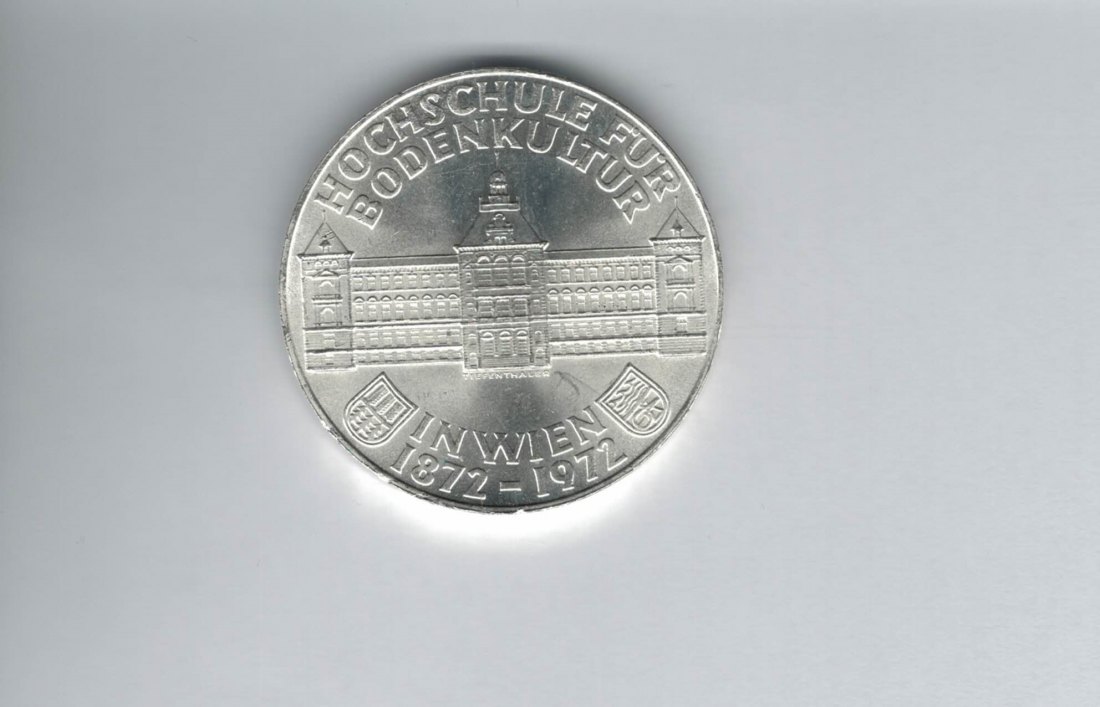  50 Schilling 1972 100 J. Hochschule für Bodenkultur 18g fein Österreich Spittalgold9800 Ag (4584/13)   