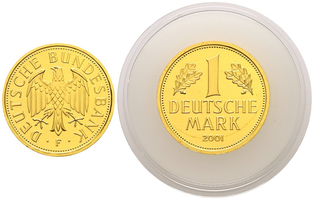 PEUS 2255 BRD 12 g Feingold. 1 Mark GOLD 2001 F Stuttgart Stempelglanz (Originalkapsel)