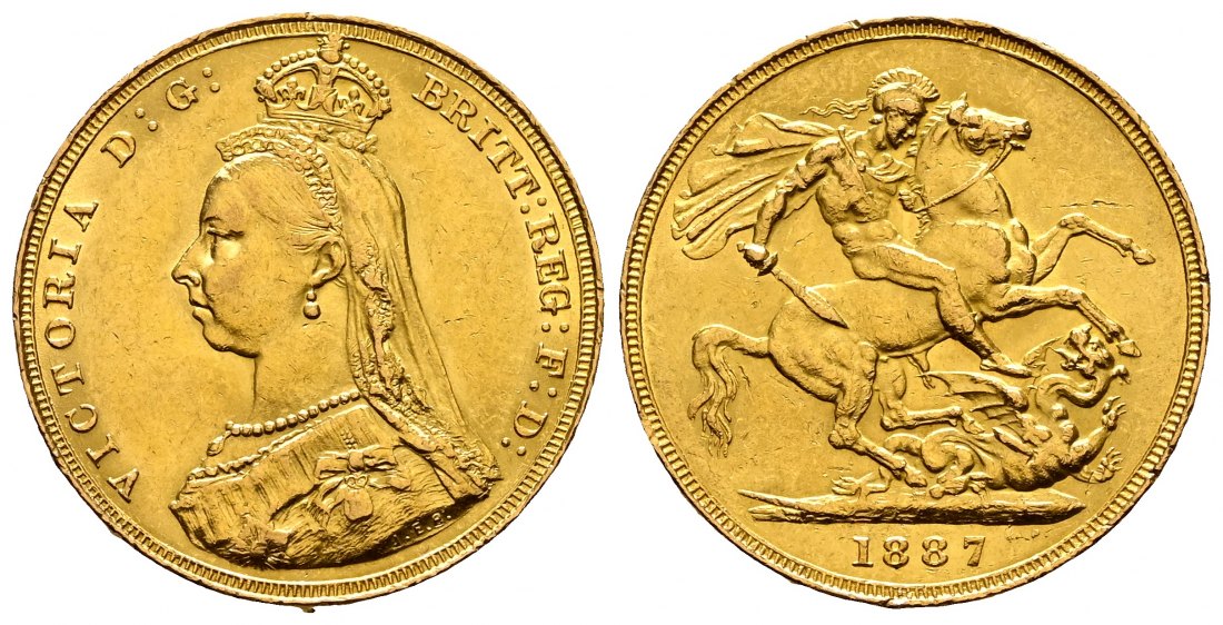 PEUS 2275 Grossbritannien 7,32 g Feingold. Sydney. Victoria (1837 - 1901) Sovereign GOLD 1887 Sehr schön