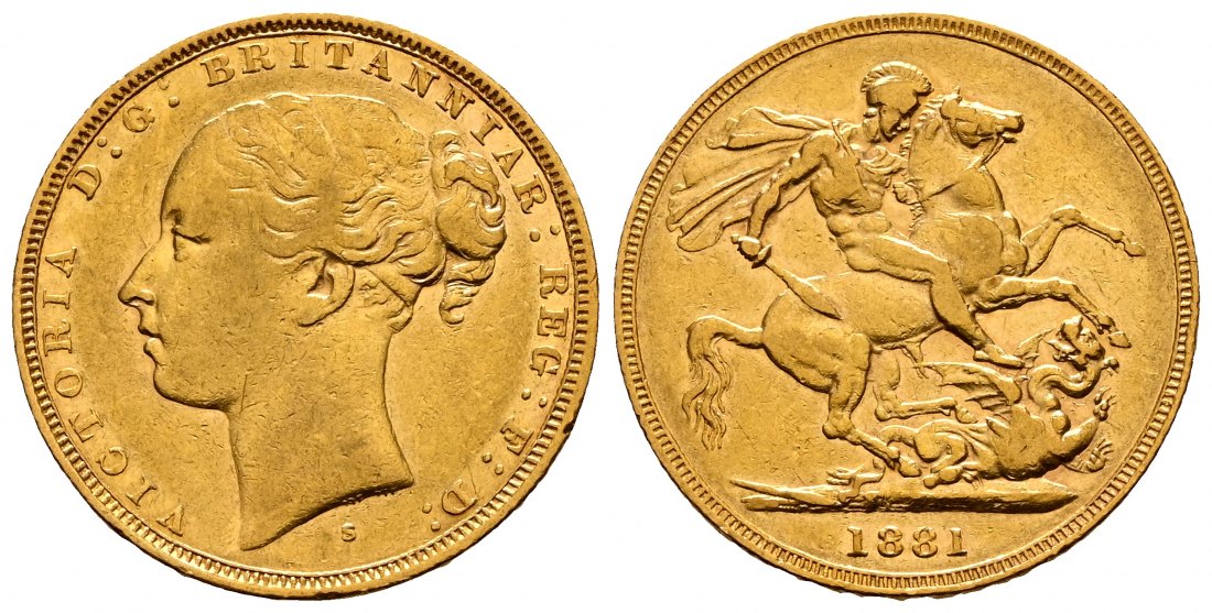 PEUS 2276 Großbritannien / Australien 7,32 g Feingold. Victoria (1837 - 1901) Sovereign GOLD 1881 S Sydney Sehr schön