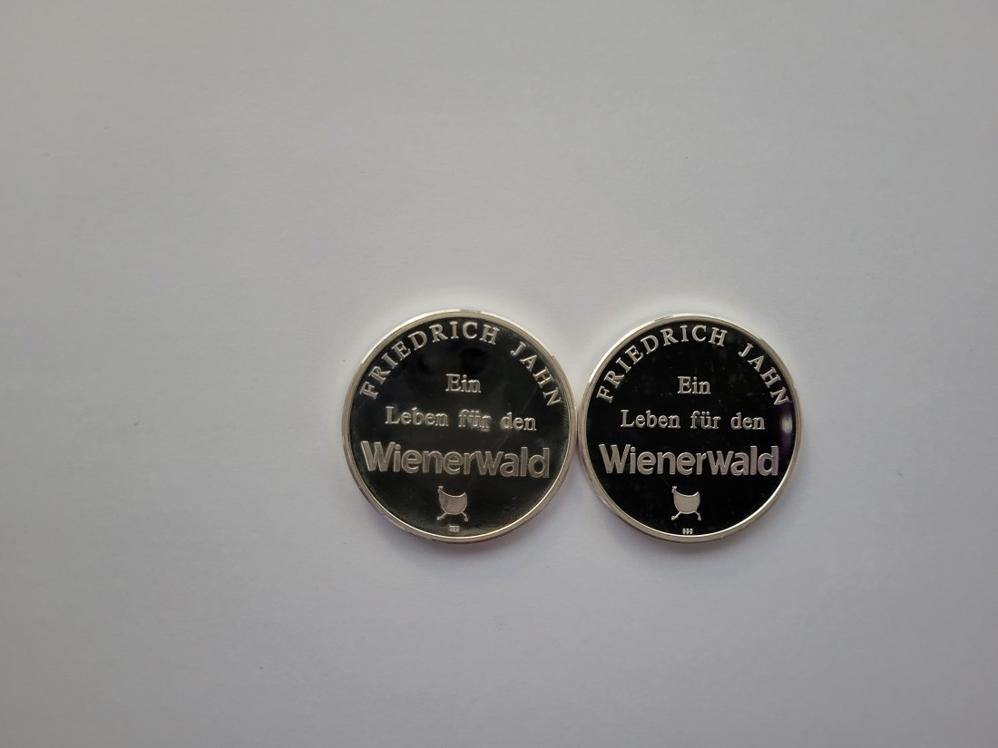  Silbermedaille Friedrich Jahn Wienerwald 2 Stk. silber 999/50,6 g Österreich Spittalgold9800 (3469   