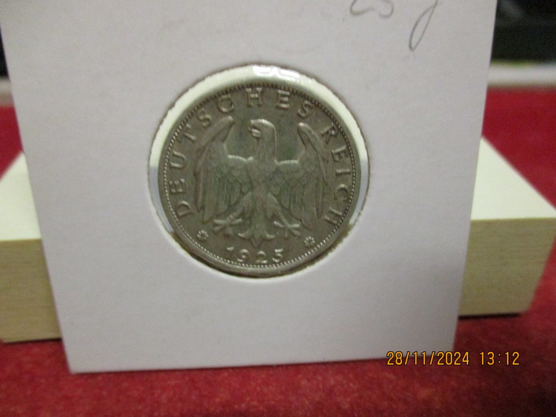  1 Reichsmark 1925 J Silbermünze J. 319   