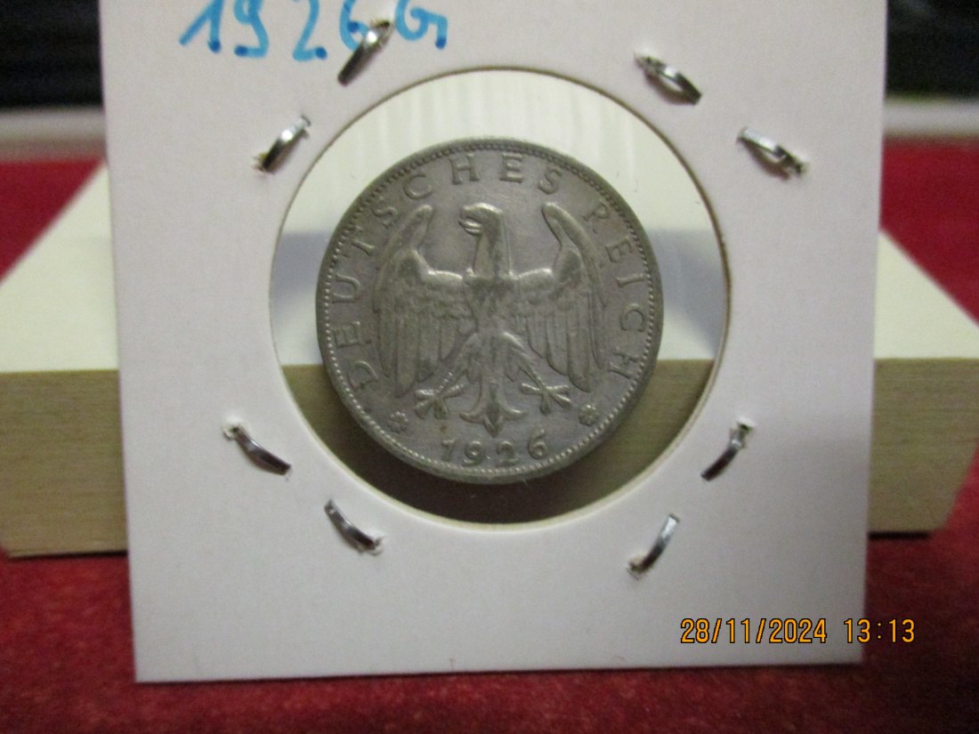  1 Reichsmark 1926 G Silbermünze J. 319   