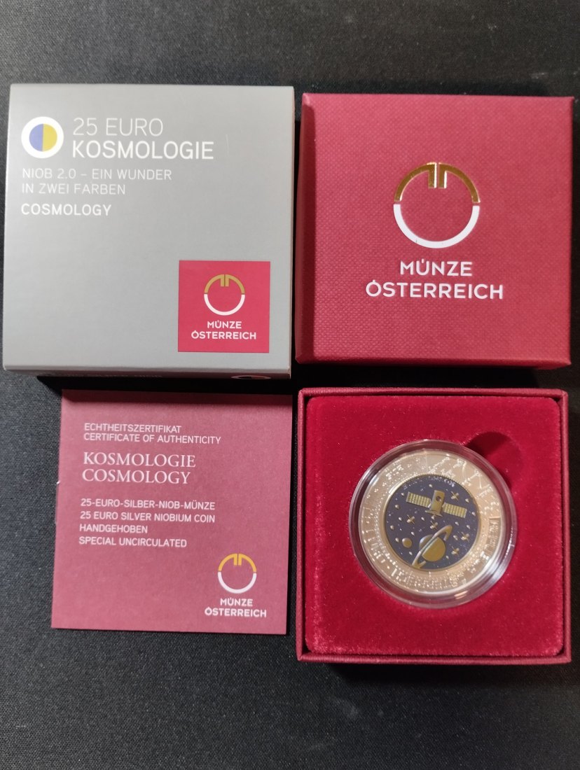  2015 Österreich 25 Euro Niob Silber KOSMOLOGIE   